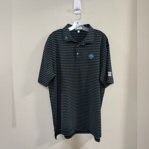 Peter Millar & Scotty Cameron Black and Blue Striped "Agave Man" "Tour Only"Polo